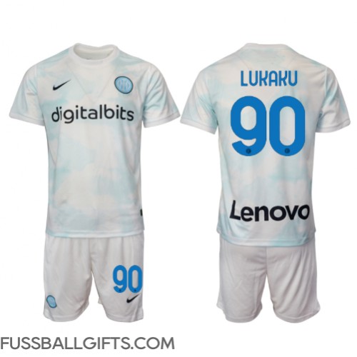 Inter Milan Romelu Lukaku #90 Fußballbekleidung Auswärtstrikot Kinder 2022-23 Kurzarm (+ kurze hosen)